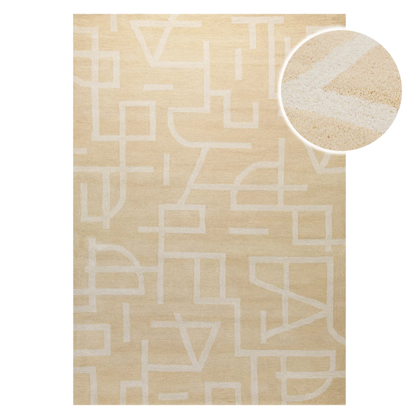 Kurzflor Teppich aus Schurwolle Sand Beige "Beatrice" WECONhome