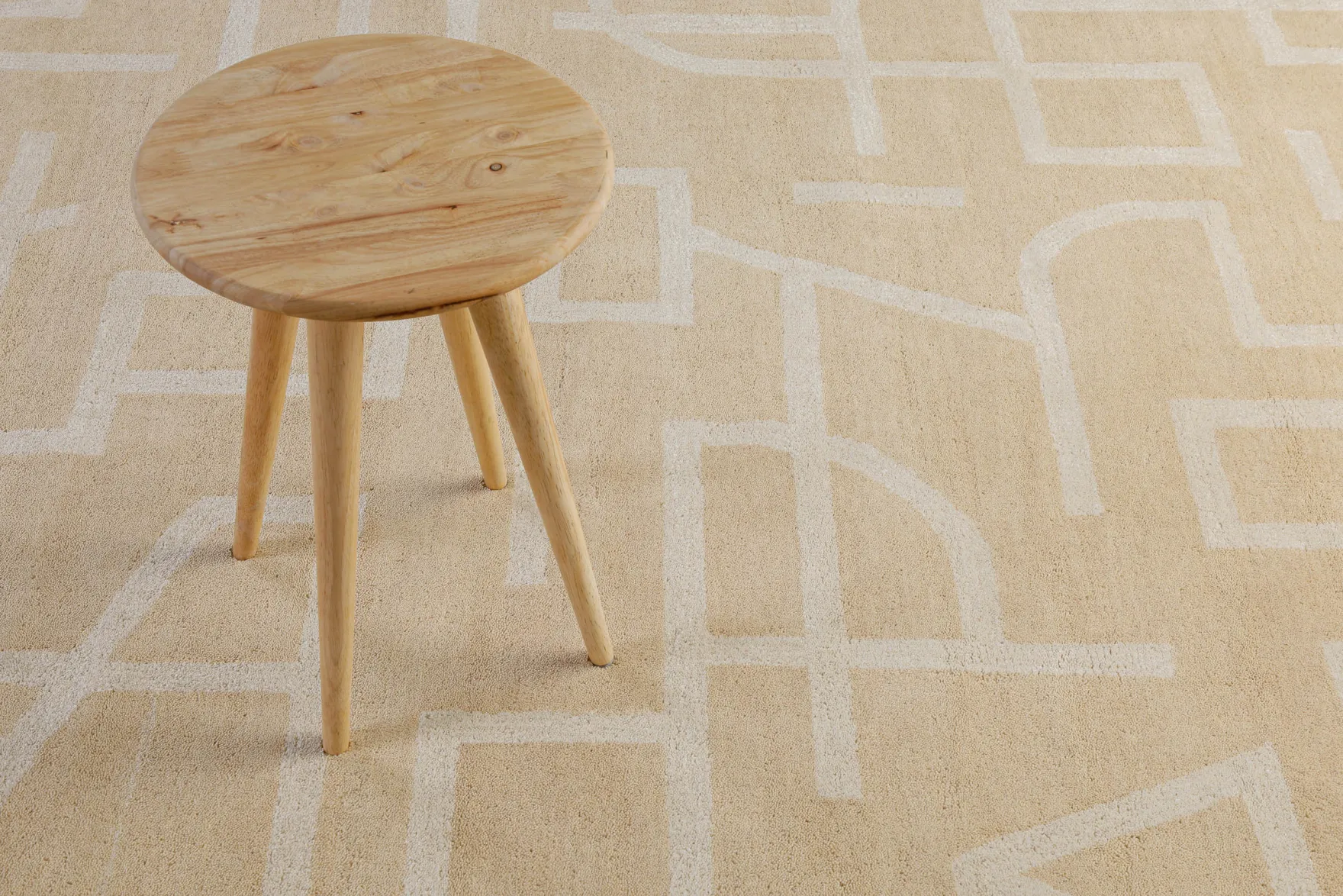 Kurzflor Teppich aus Schurwolle Sand Beige "Beatrice" WECONhome