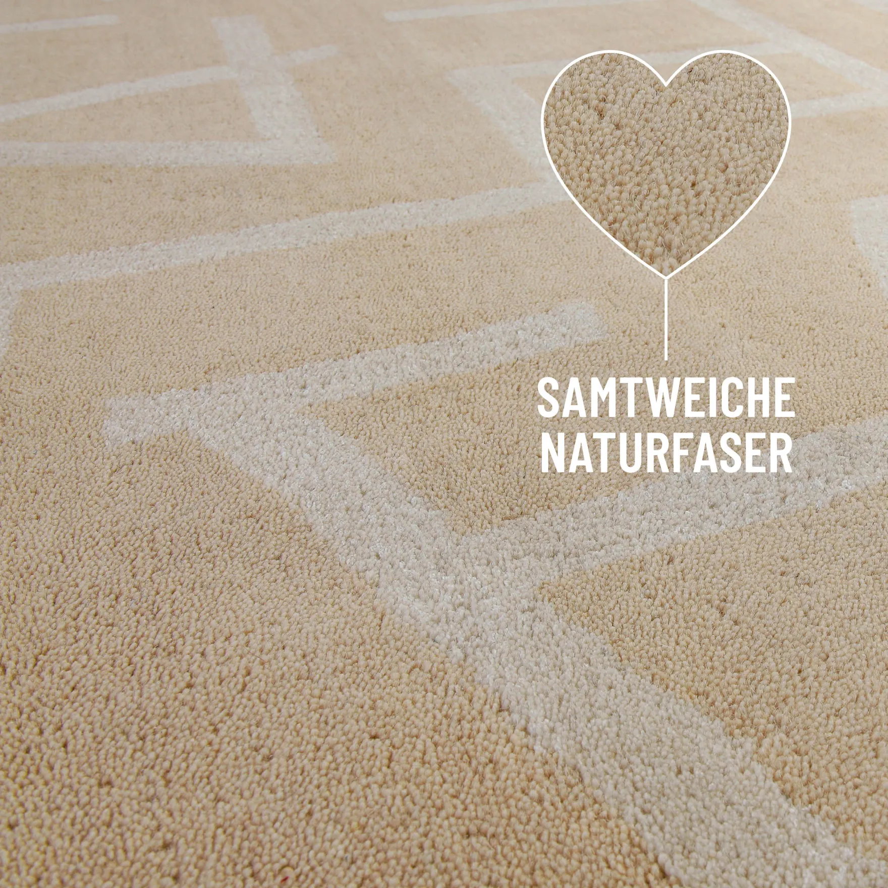 Kurzflor Teppich aus Schurwolle Sand Beige "Beatrice" WECONhome