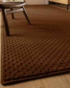 Kurzflor Teppich aus Schurwolle Braun "Castello THREE" WECONhome