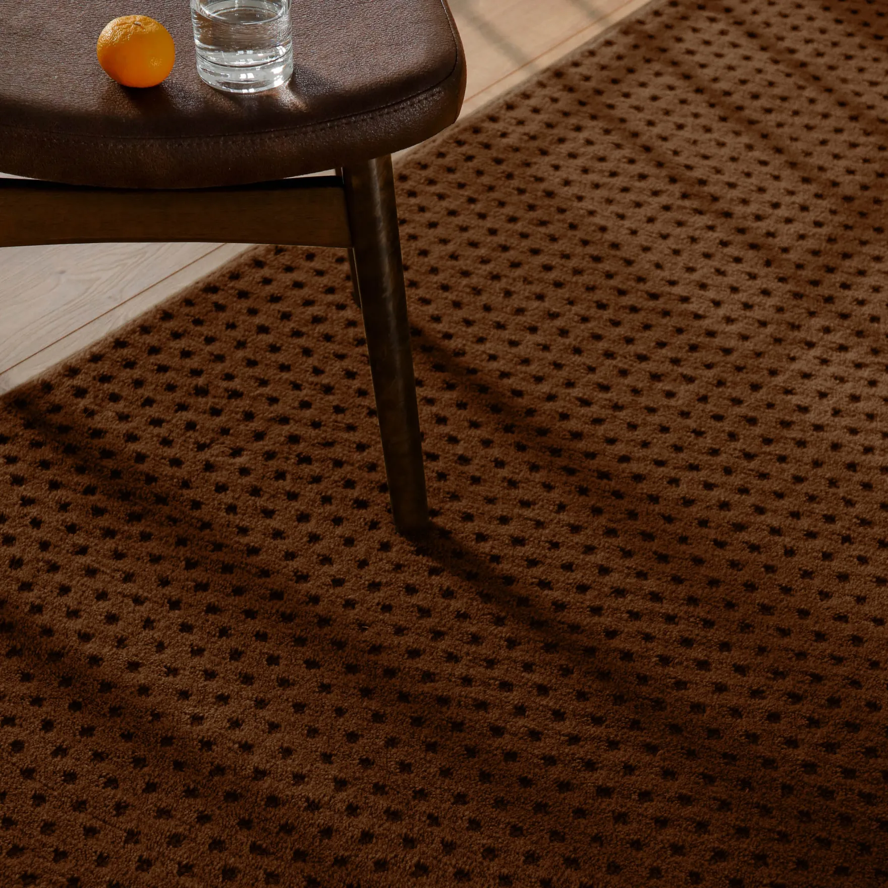 Kurzflor Teppich aus Schurwolle Braun "Castello THREE" WECONhome