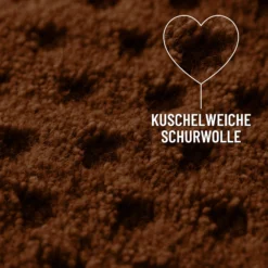 Kurzflor Teppich aus Schurwolle Braun