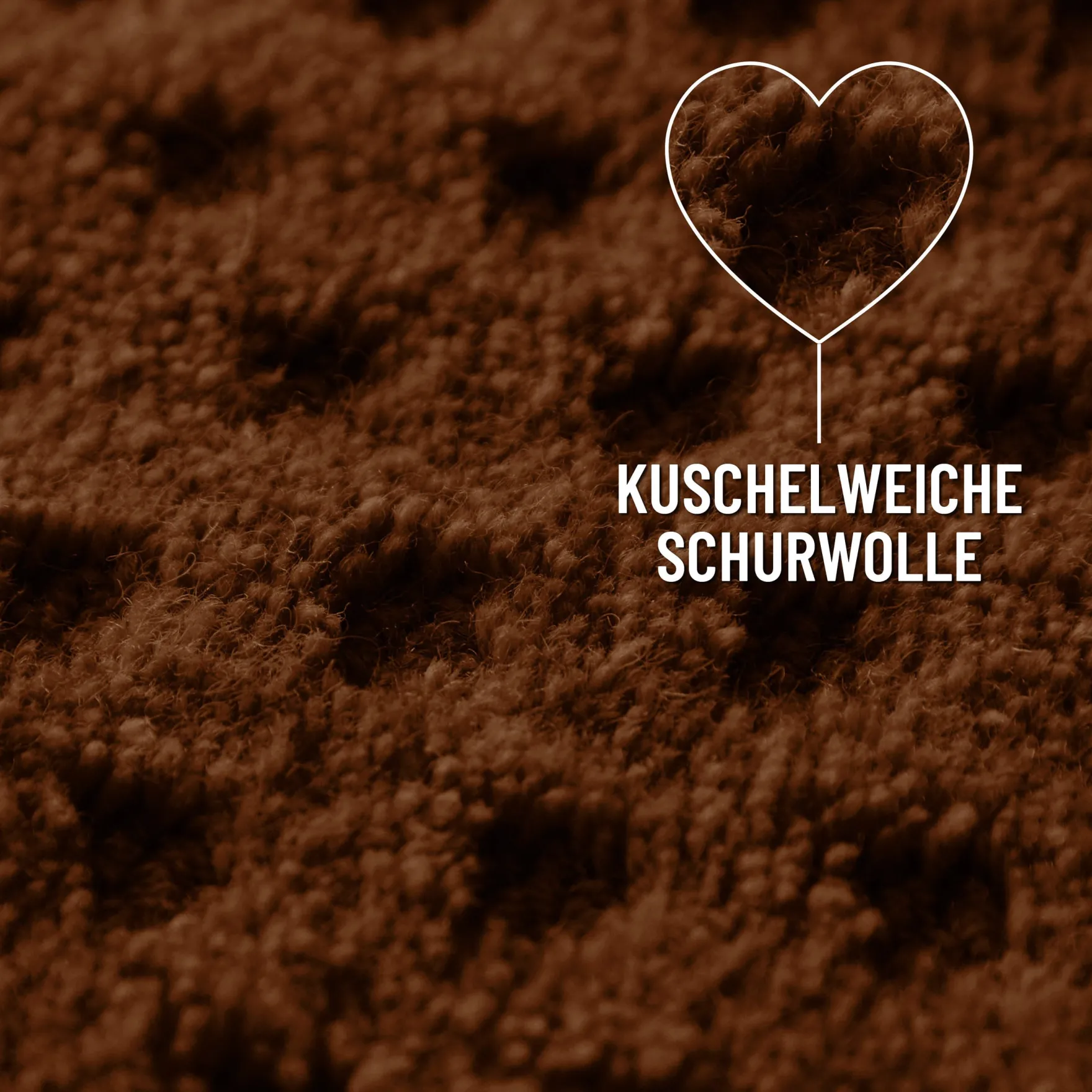 Kurzflor Teppich aus Schurwolle Braun "Castello THREE" WECONhome