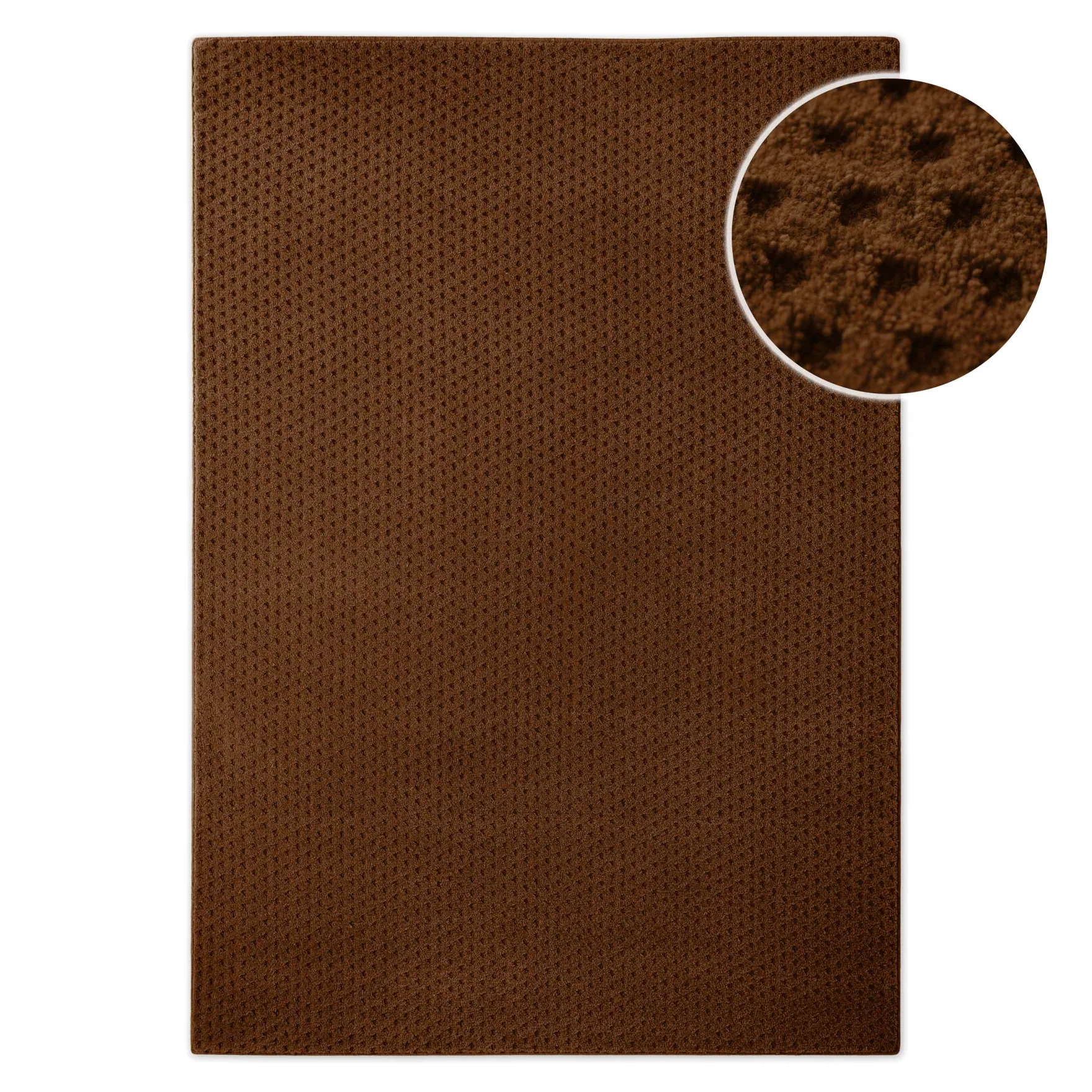 Kurzflor Teppich aus Schurwolle Braun "Castello THREE" WECONhome