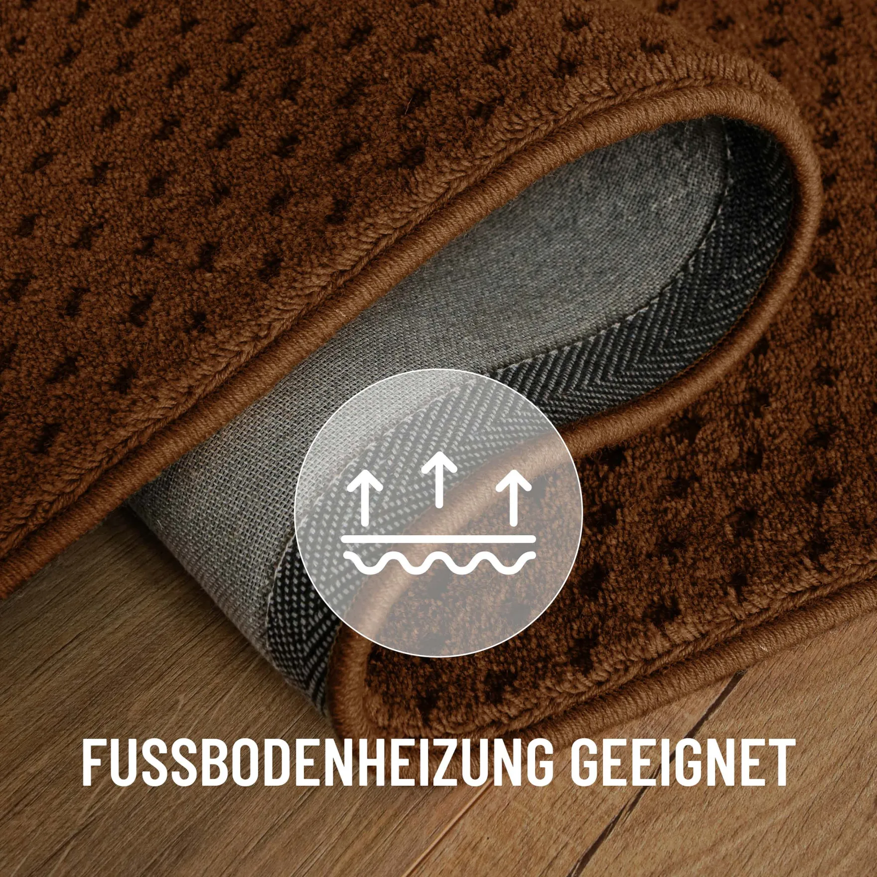Kurzflor Teppich aus Schurwolle Braun "Castello THREE" WECONhome