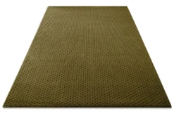Kurzflor Teppich aus Schurwolle Oliv Grün 