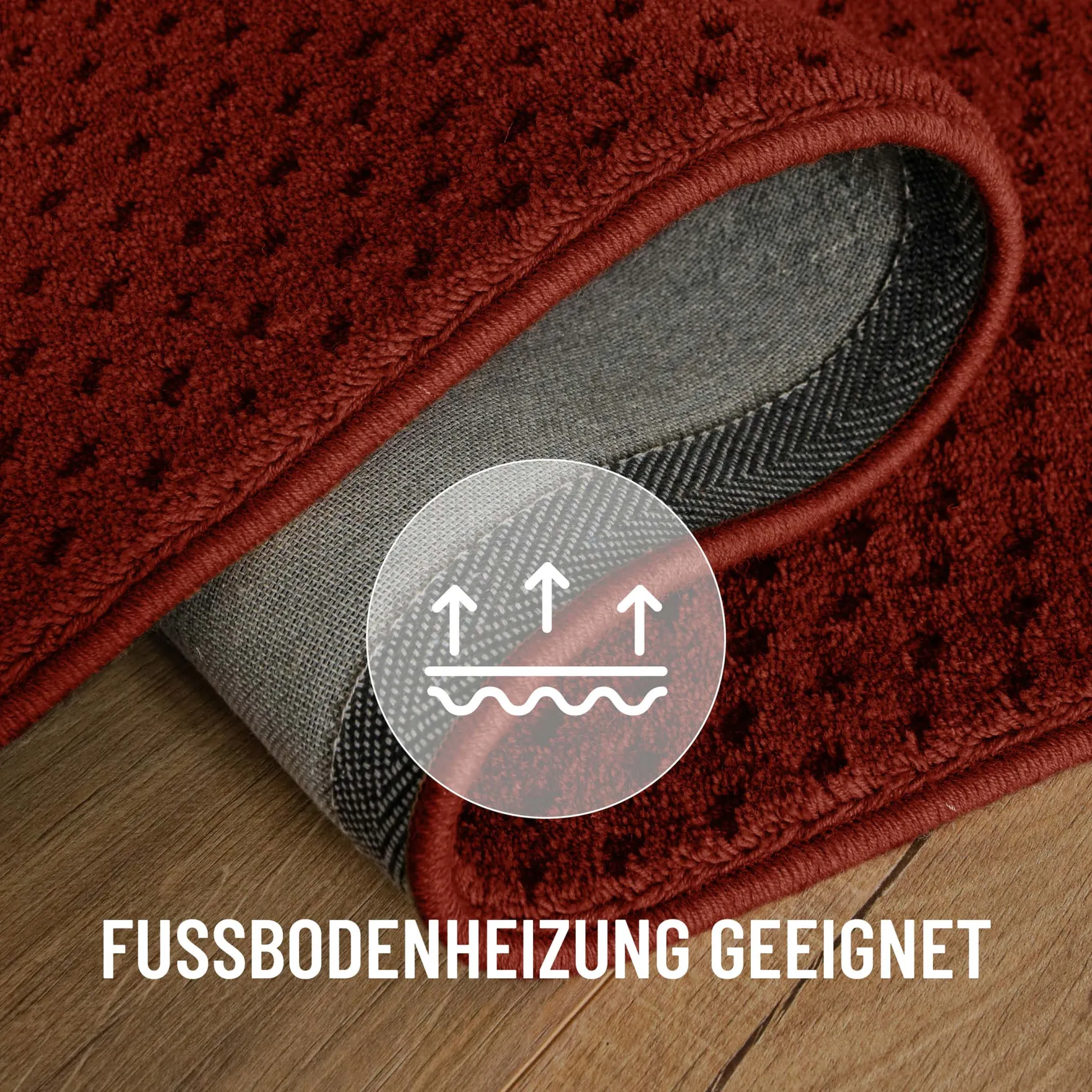 Kurzflor Teppich aus Schurwolle Purpur Rot "Castello THREE" WECONhome