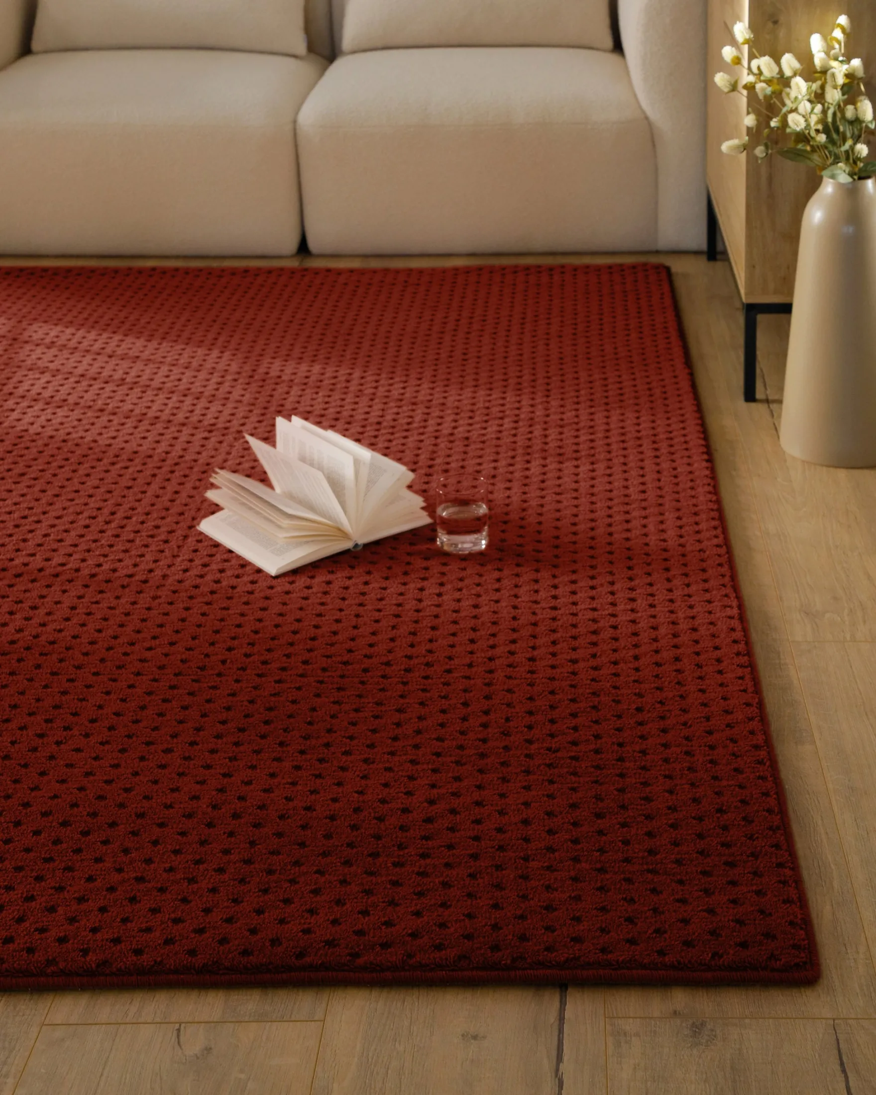 Kurzflor Teppich aus Schurwolle Purpur Rot "Castello THREE" WECONhome