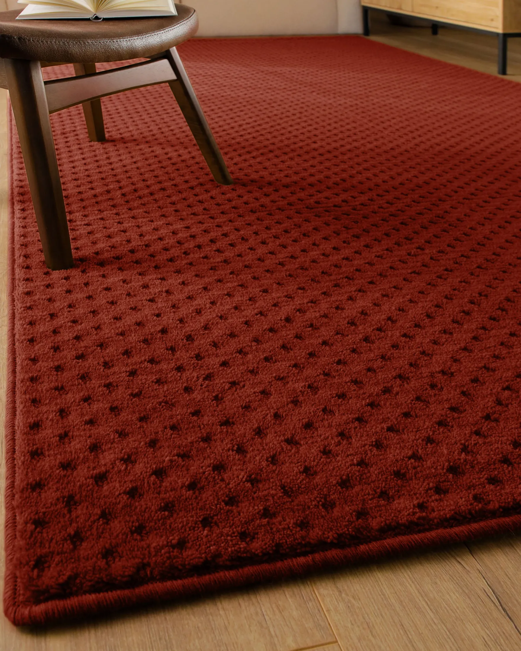 Kurzflor Teppich aus Schurwolle Purpur Rot "Castello THREE" WECONhome