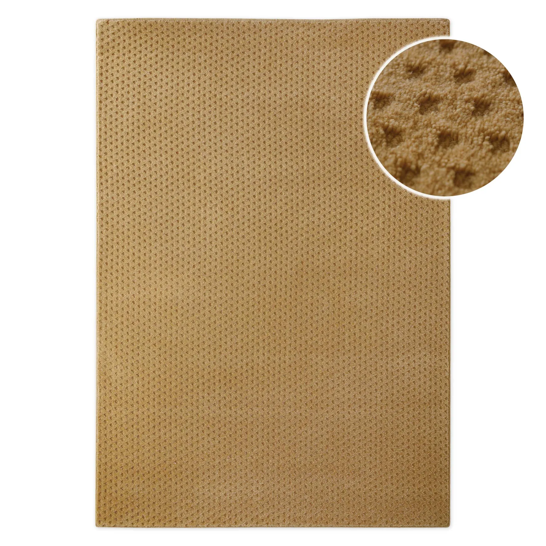 Kurzflor Teppich aus Schurwolle Karamell "Castello THREE" WECONhome