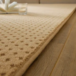 Kurzflor Teppich aus Schurwolle Sand Beige