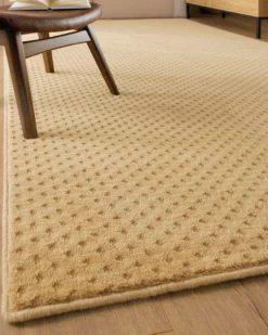 Kurzflor Teppich aus Schurwolle Sand Beige