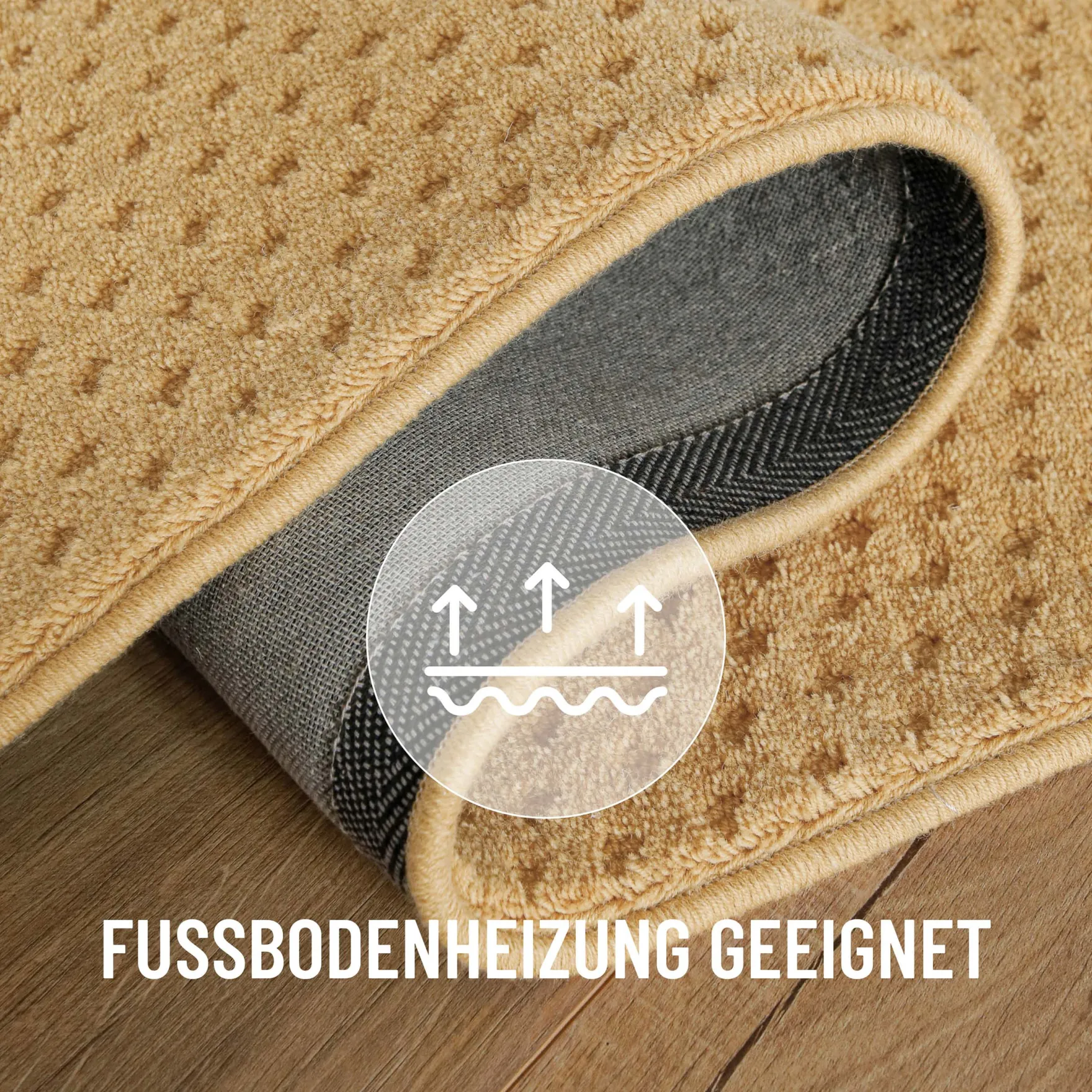 Kurzflor Teppich aus Schurwolle Sand Beige "Castello THREE" WECONhome