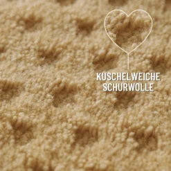 Kurzflor Teppich aus Schurwolle Sand Beige