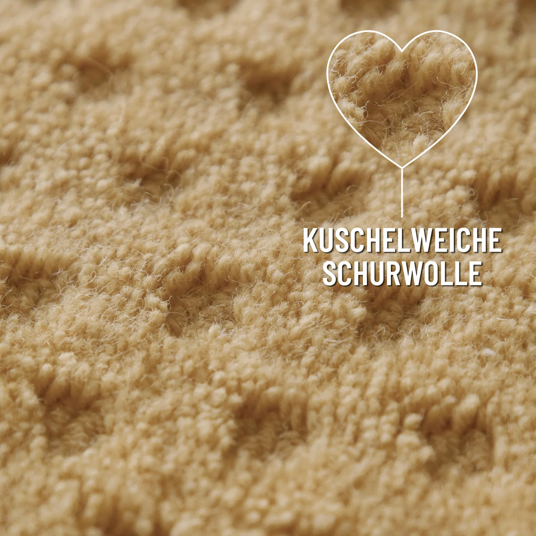Kurzflor Teppich aus Schurwolle Sand Beige "Castello THREE" WECONhome
