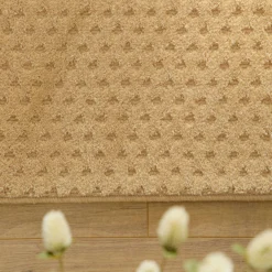 Kurzflor Teppich aus Schurwolle Sand Beige