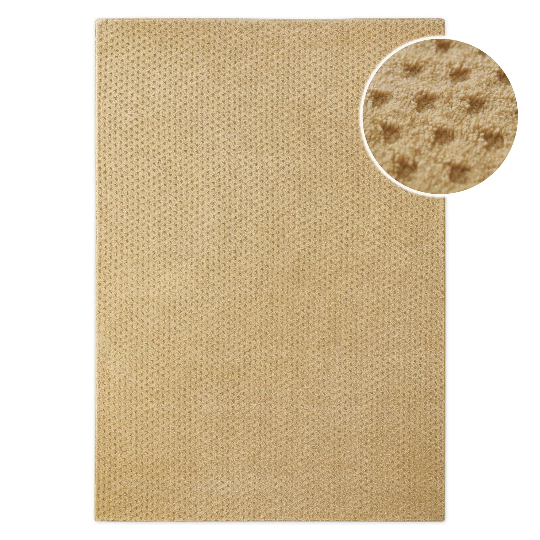 Kurzflor Teppich aus Schurwolle Sand Beige "Castello THREE" WECONhome