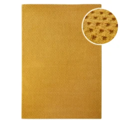 Kurzflor Teppich aus Schurwolle Gelb