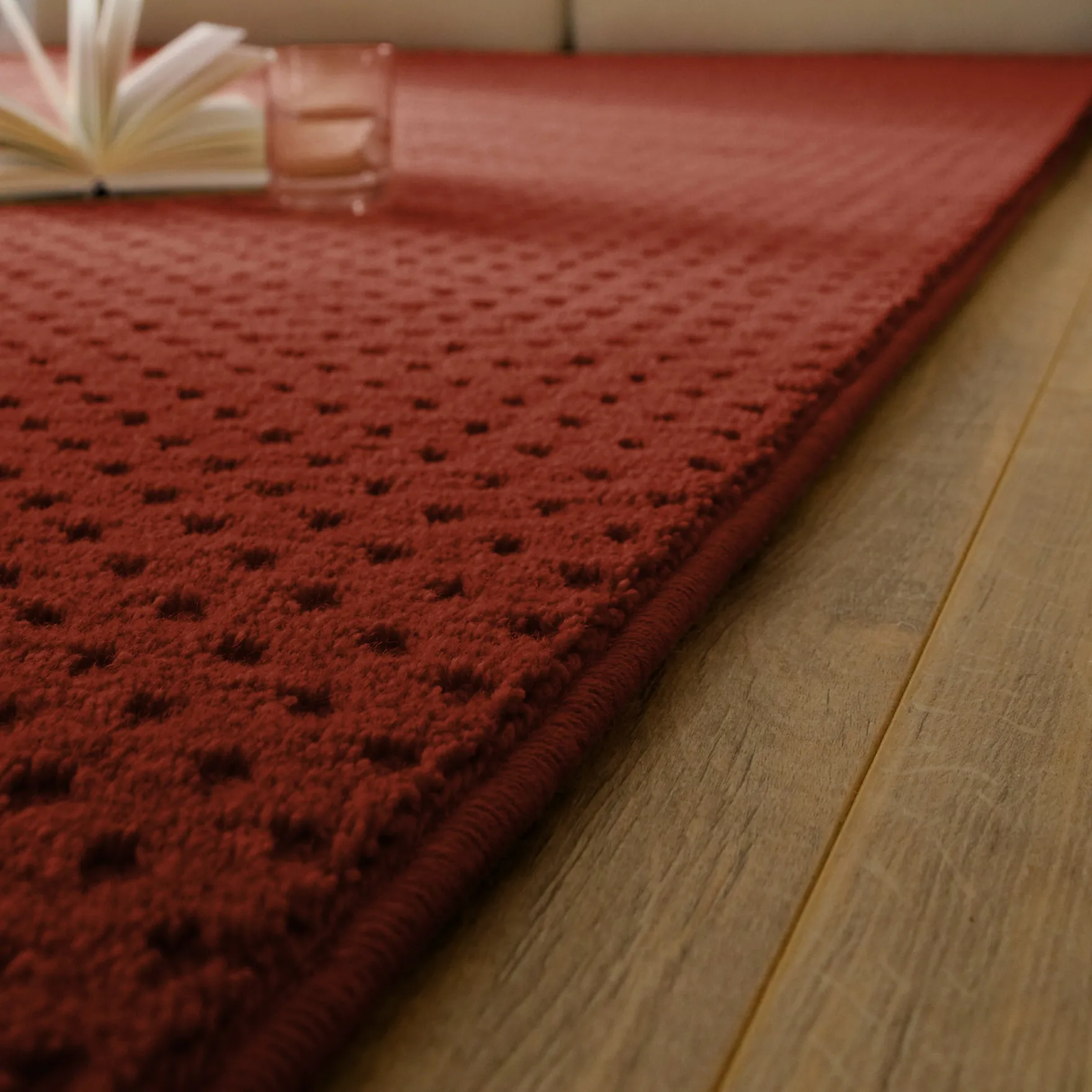 Kurzflor Teppich aus Schurwolle Kamin Rot "Castello THREE" WECONhome
