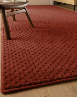 Kurzflor Teppich aus Schurwolle Kamin Rot