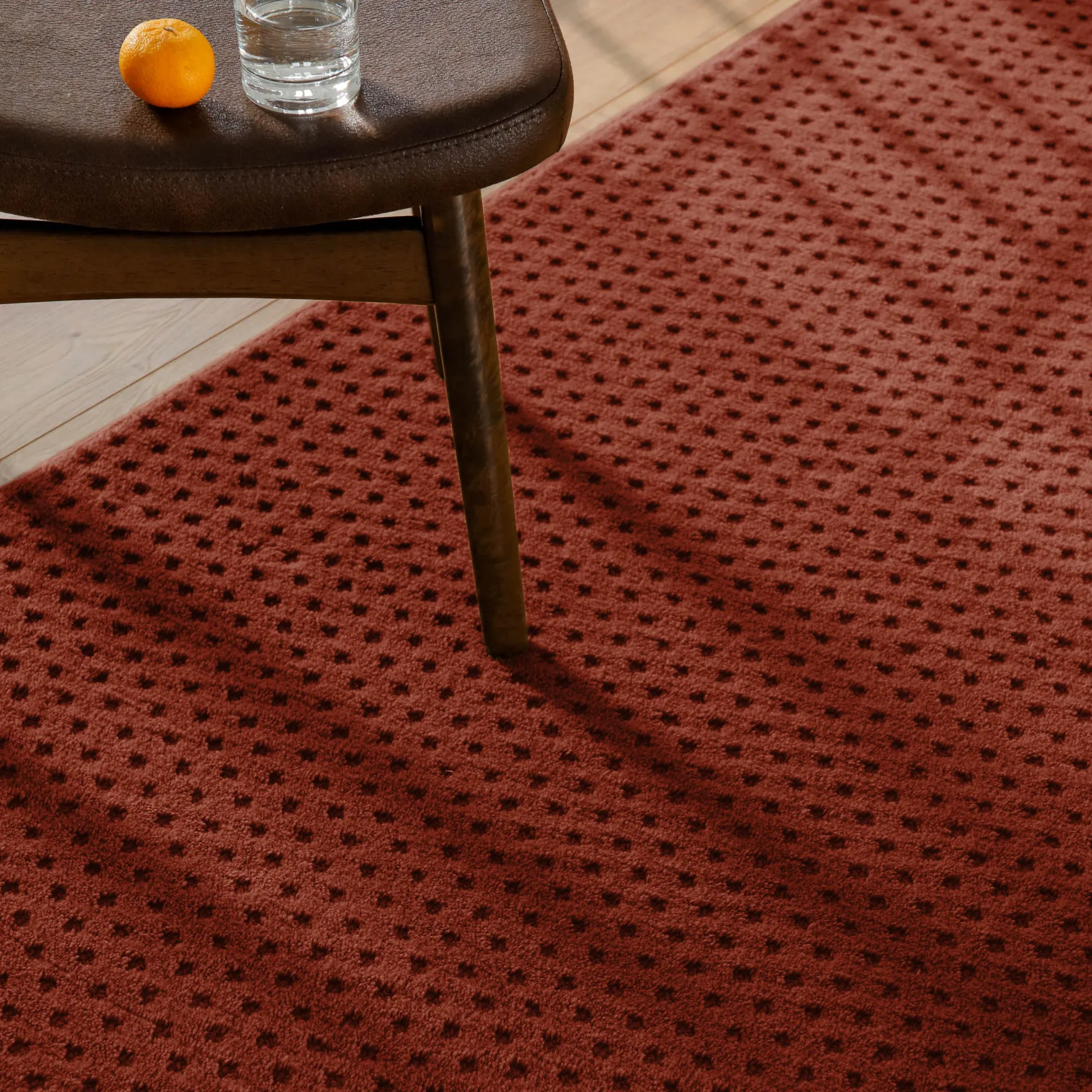 Kurzflor Teppich aus Schurwolle Kamin Rot "Castello THREE" WECONhome