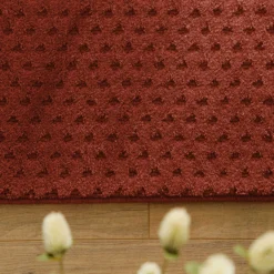 Kurzflor Teppich aus Schurwolle Kamin Rot