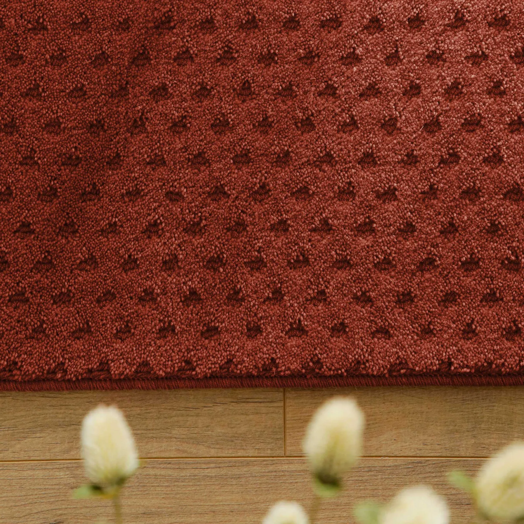 Kurzflor Teppich aus Schurwolle Kamin Rot "Castello THREE" WECONhome