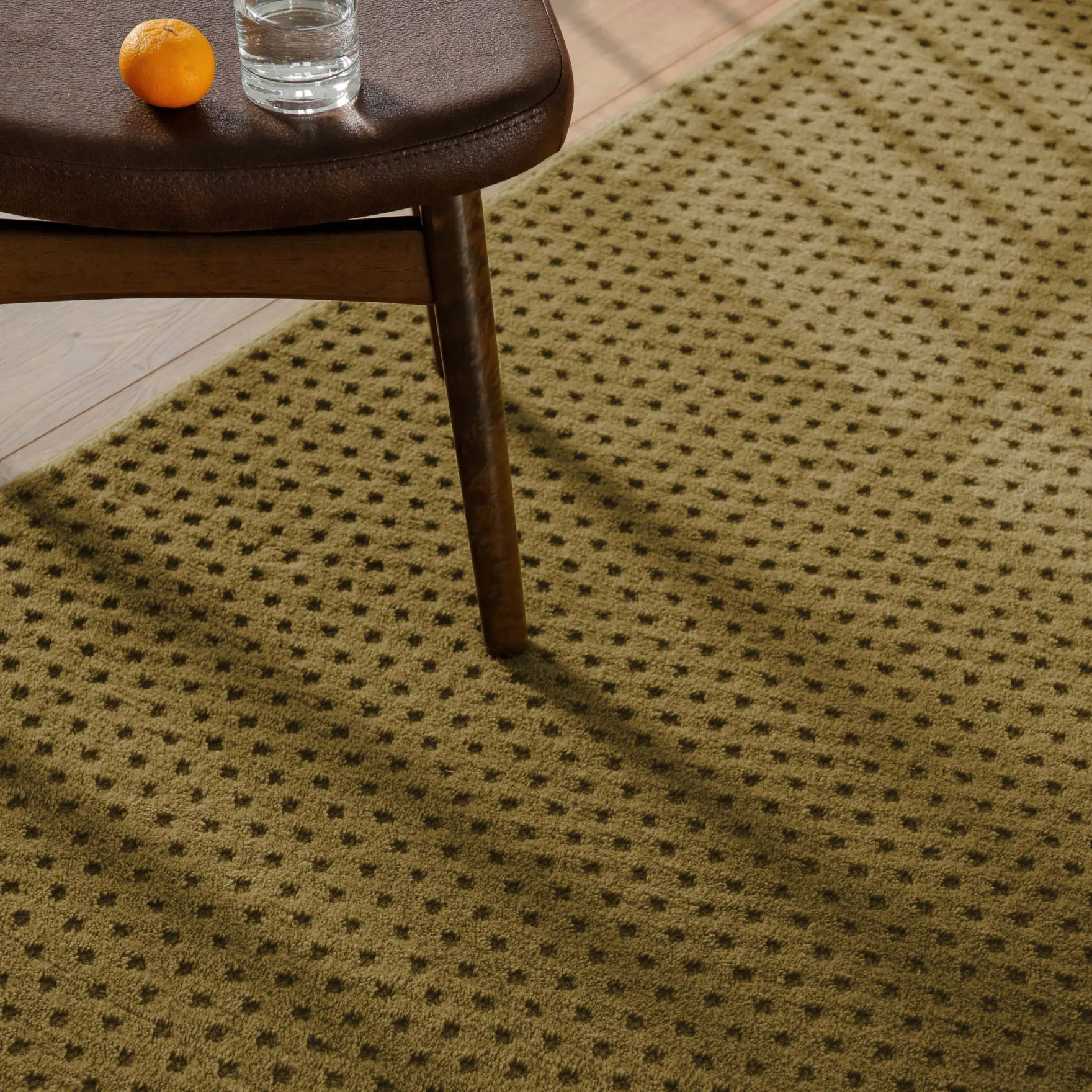 Kurzflor Teppich aus Schurwolle Blass Grün "Castello THREE" WECONhome