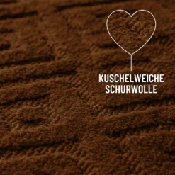 Kurzflor Teppich aus Schurwolle Braun