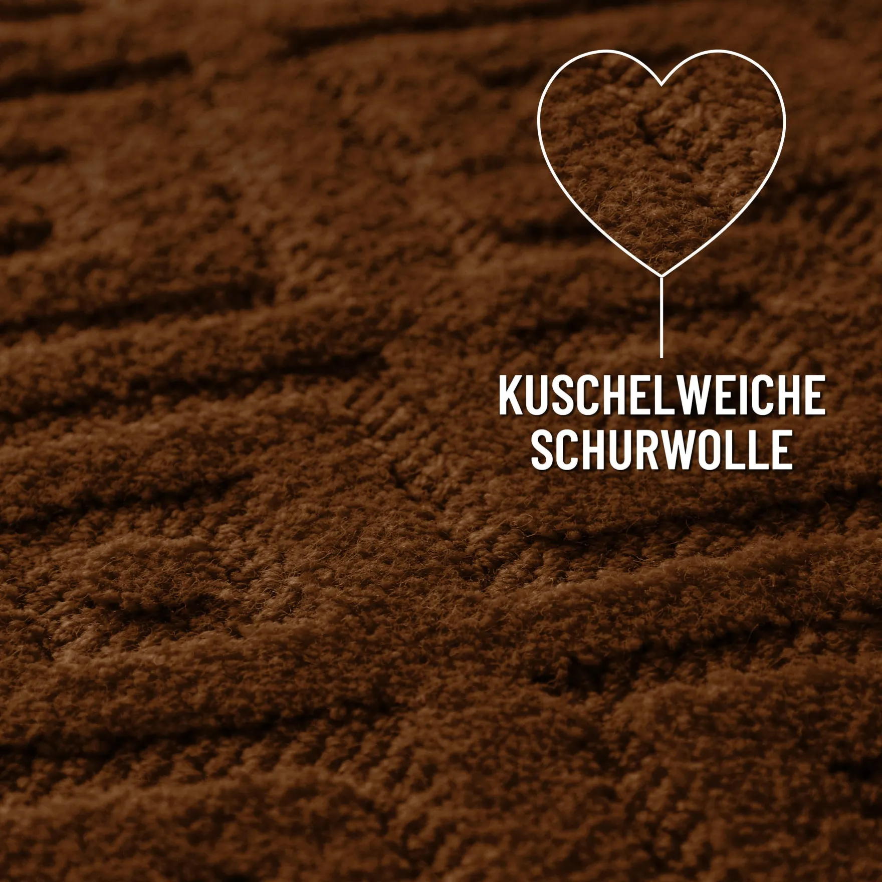 Kurzflor Teppich aus Schurwolle Braun "Castello TWO" WECONhome