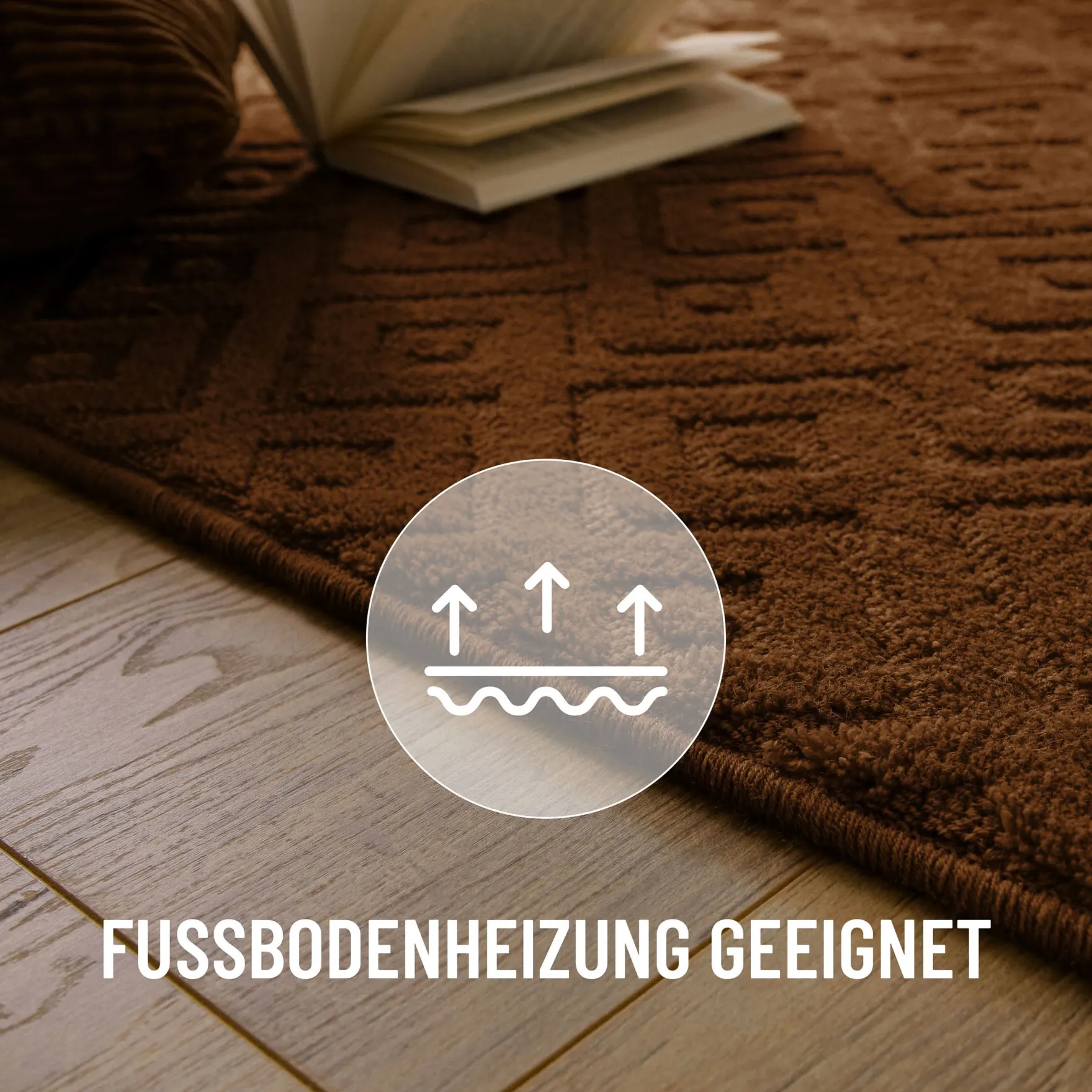 Kurzflor Teppich aus Schurwolle Braun "Castello TWO" WECONhome