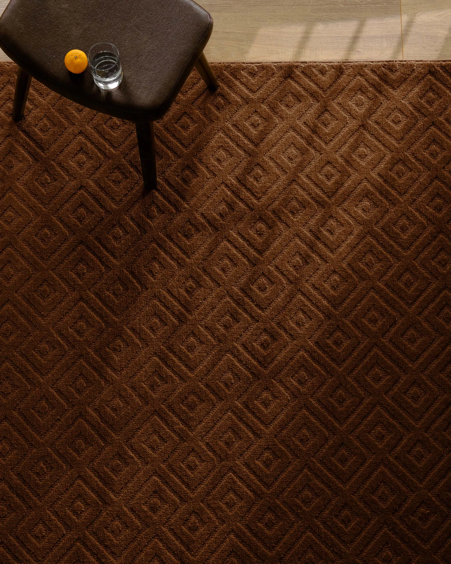 Kurzflor Teppich aus Schurwolle Braun "Castello TWO" WECONhome
