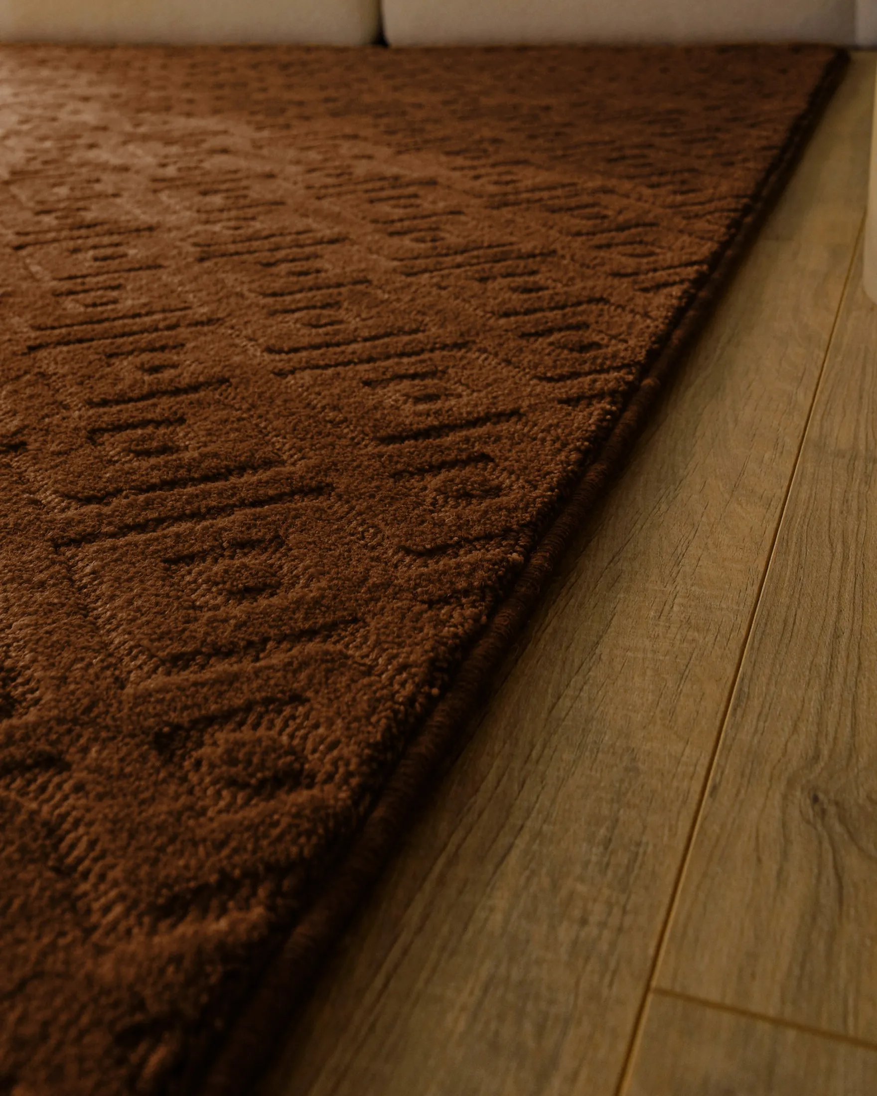 Kurzflor Teppich aus Schurwolle Braun "Castello TWO" WECONhome