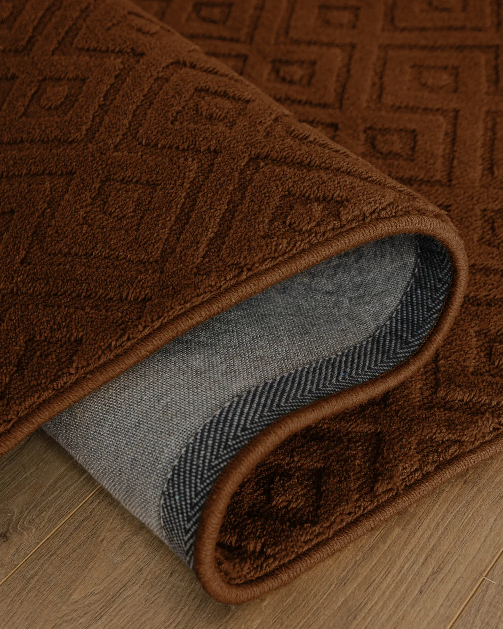 Kurzflor Teppich aus Schurwolle Braun "Castello TWO" WECONhome