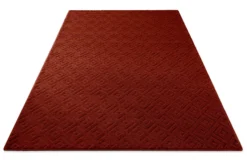 Kurzflor Teppich aus Schurwolle Purpur Rot