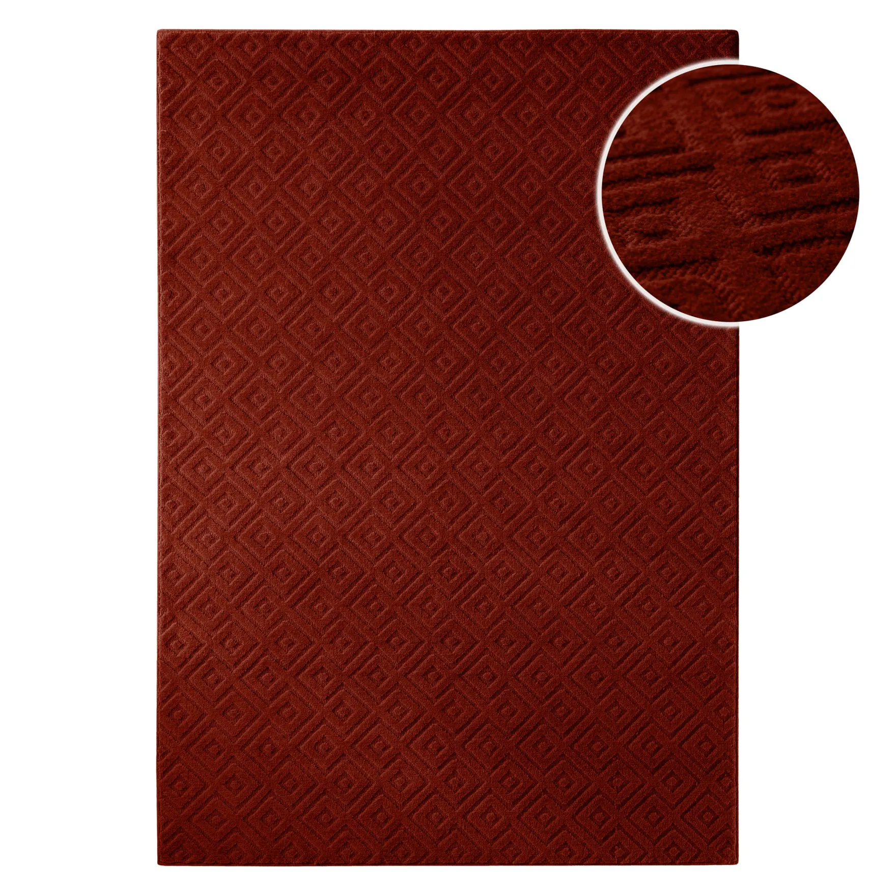 Kurzflor Teppich aus Schurwolle Purpur Rot "Castello TWO" WECONhome