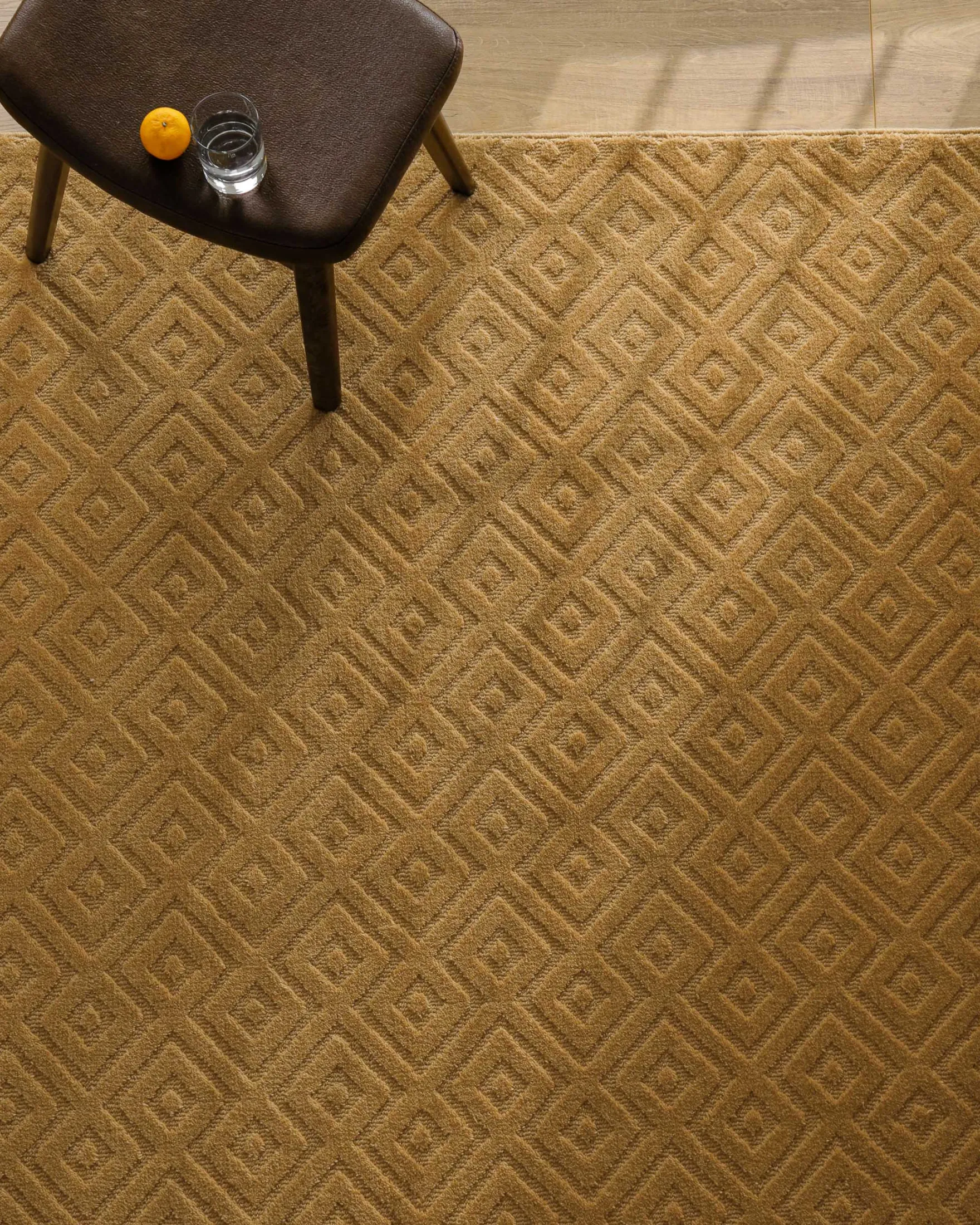 Kurzflor Teppich aus Schurwolle Karamell "Castello TWO" WECONhome
