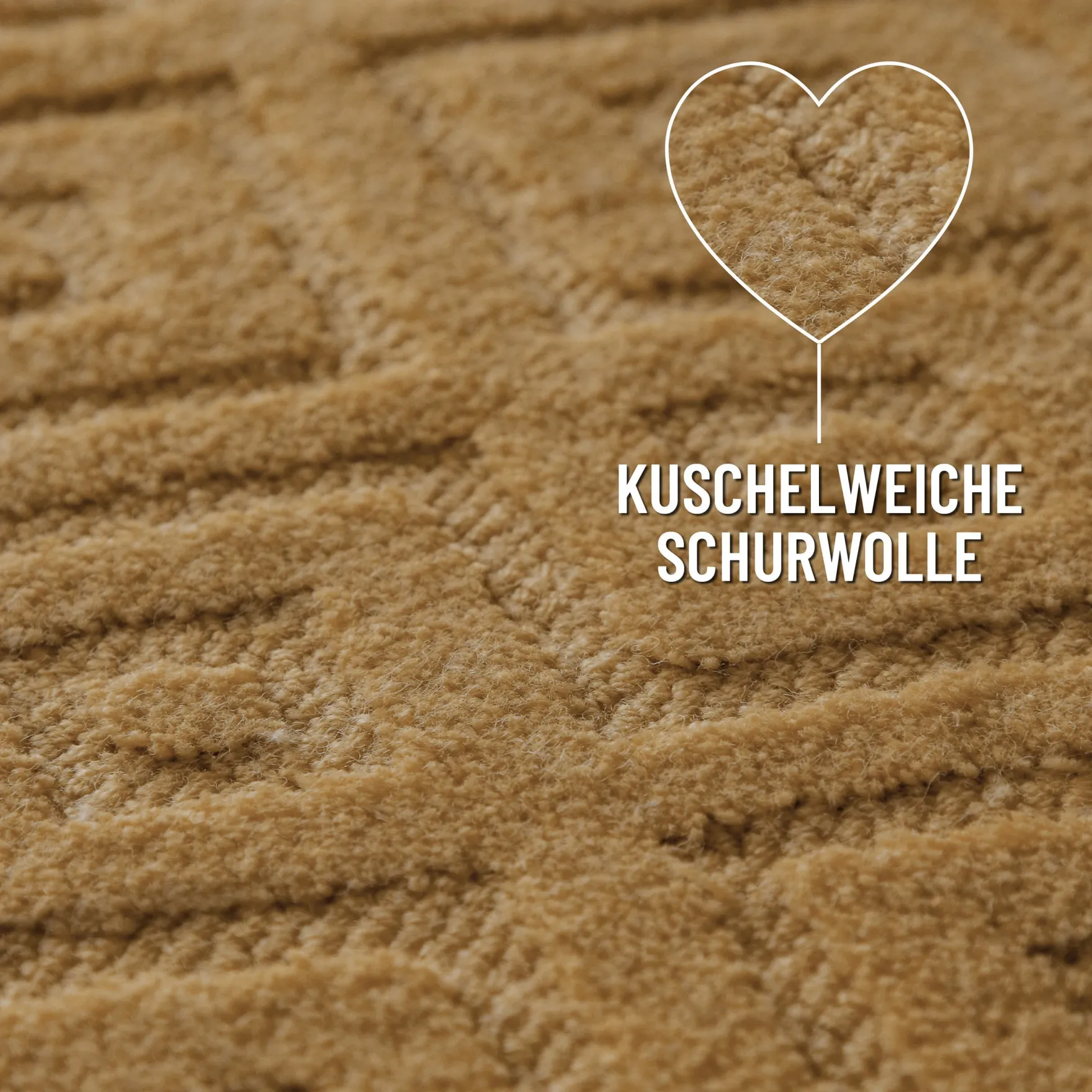 Kurzflor Teppich aus Schurwolle Karamell "Castello TWO" WECONhome