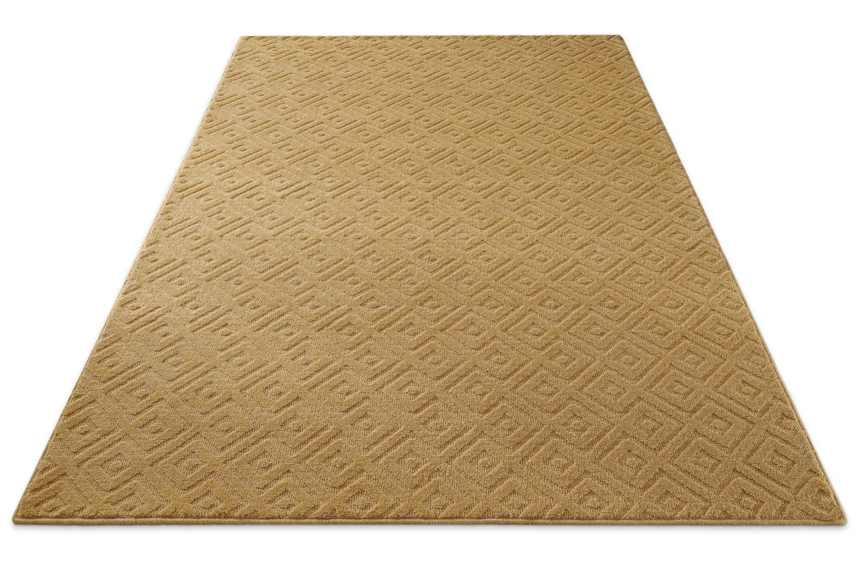Kurzflor Teppich aus Schurwolle Karamell "Castello TWO" WECONhome