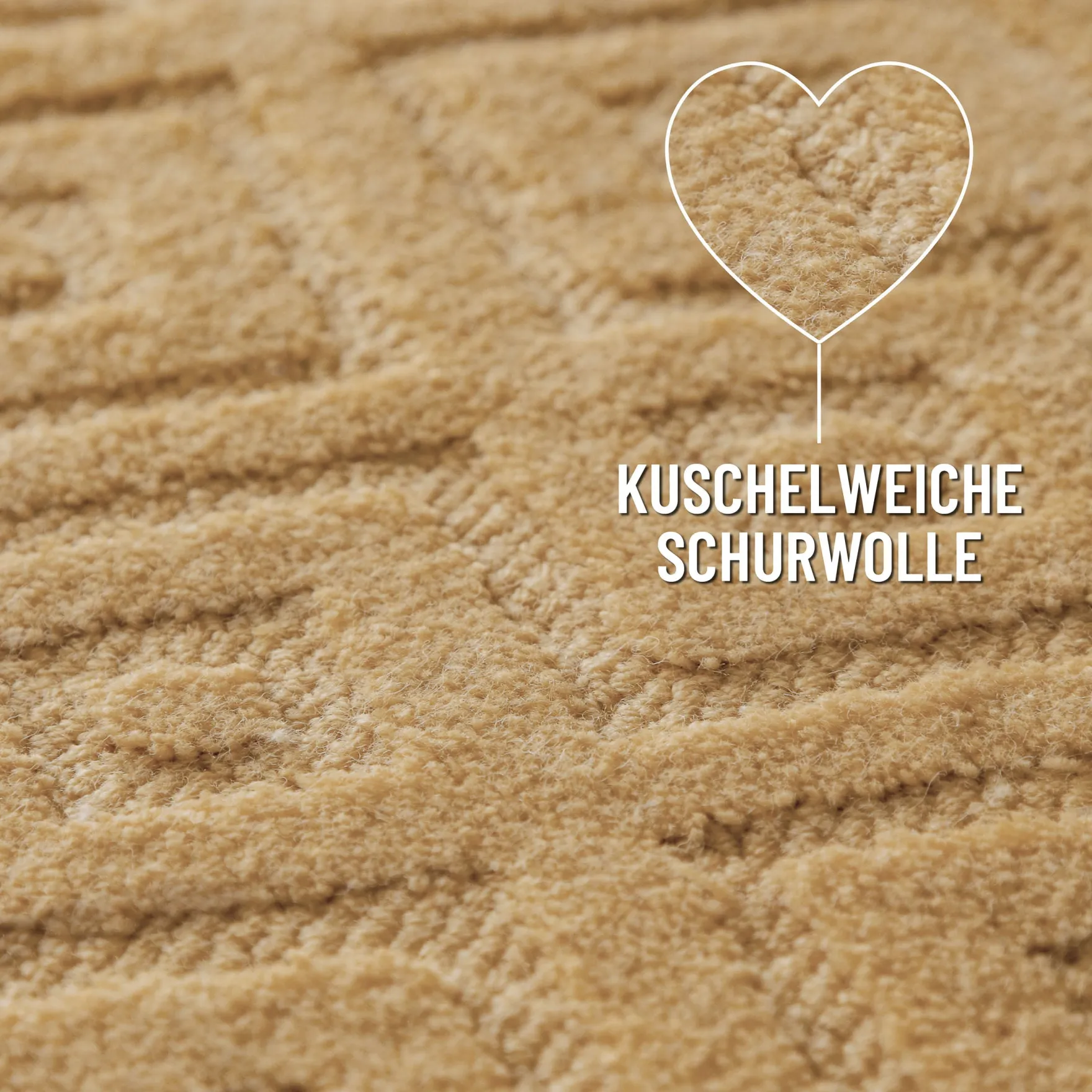Kurzflor Teppich aus Schurwolle Sand Beige "Castello TWO" WECONhome