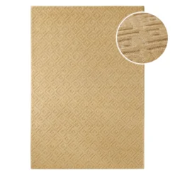 Kurzflor Teppich aus Schurwolle Sand Beige