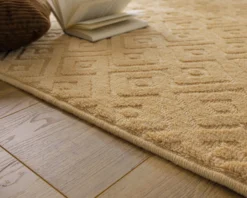 Kurzflor Teppich aus Schurwolle Sand Beige