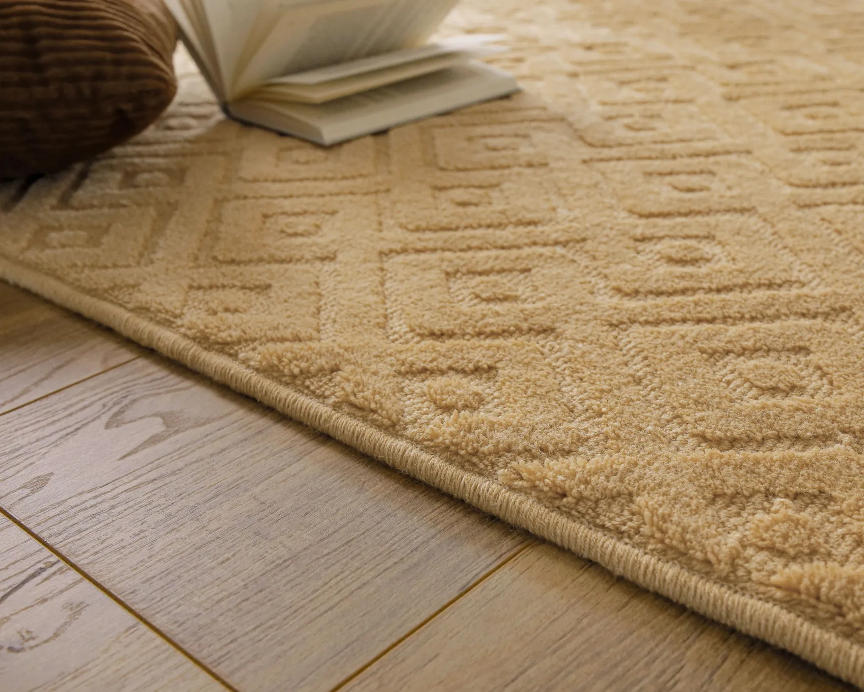 Kurzflor Teppich aus Schurwolle Sand Beige "Castello TWO" WECONhome