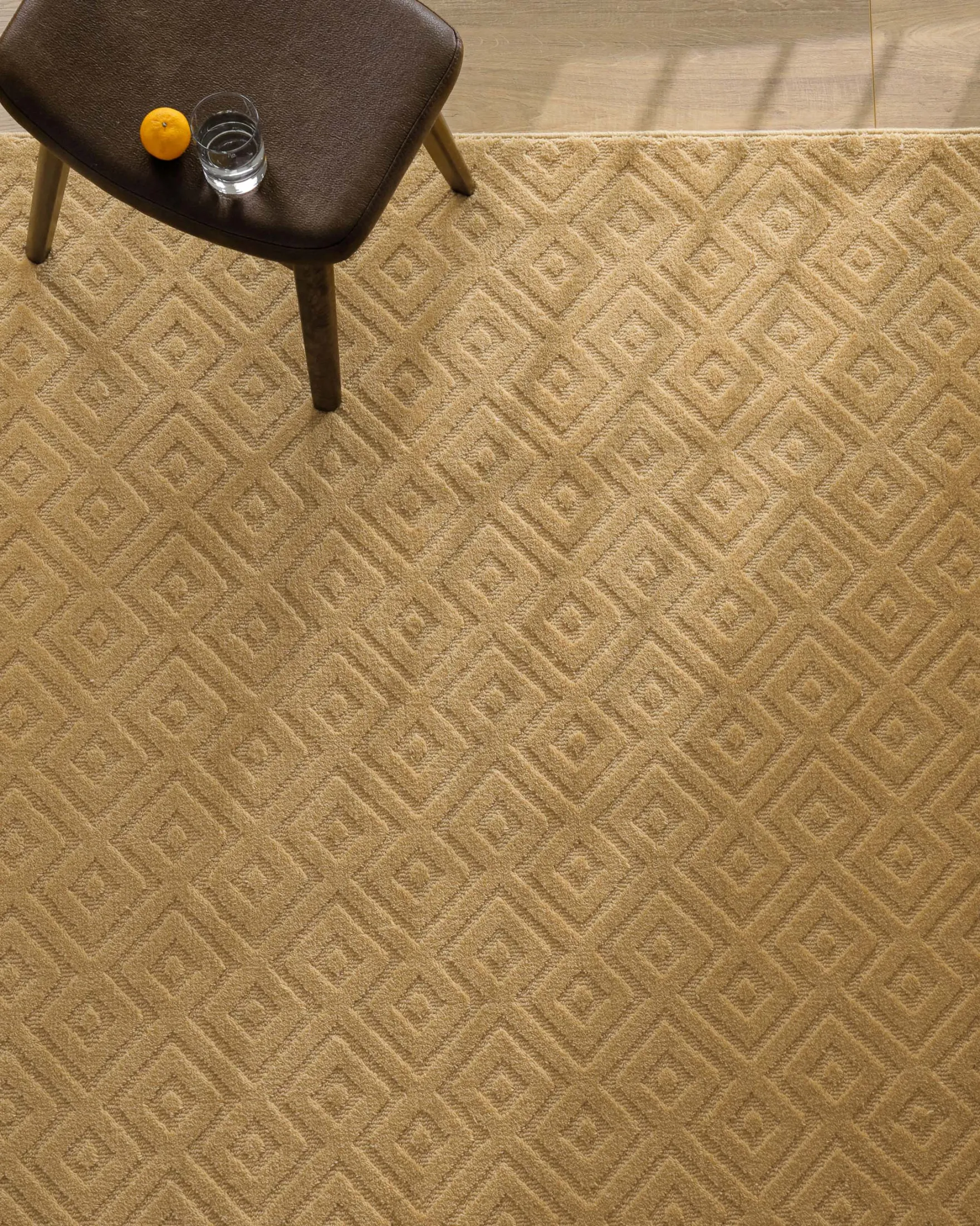Kurzflor Teppich aus Schurwolle Sand Beige "Castello TWO" WECONhome