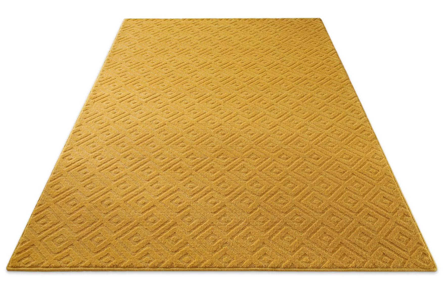 Kurzflor Teppich aus Schurwolle Gelb "Castello TWO" WECONhome