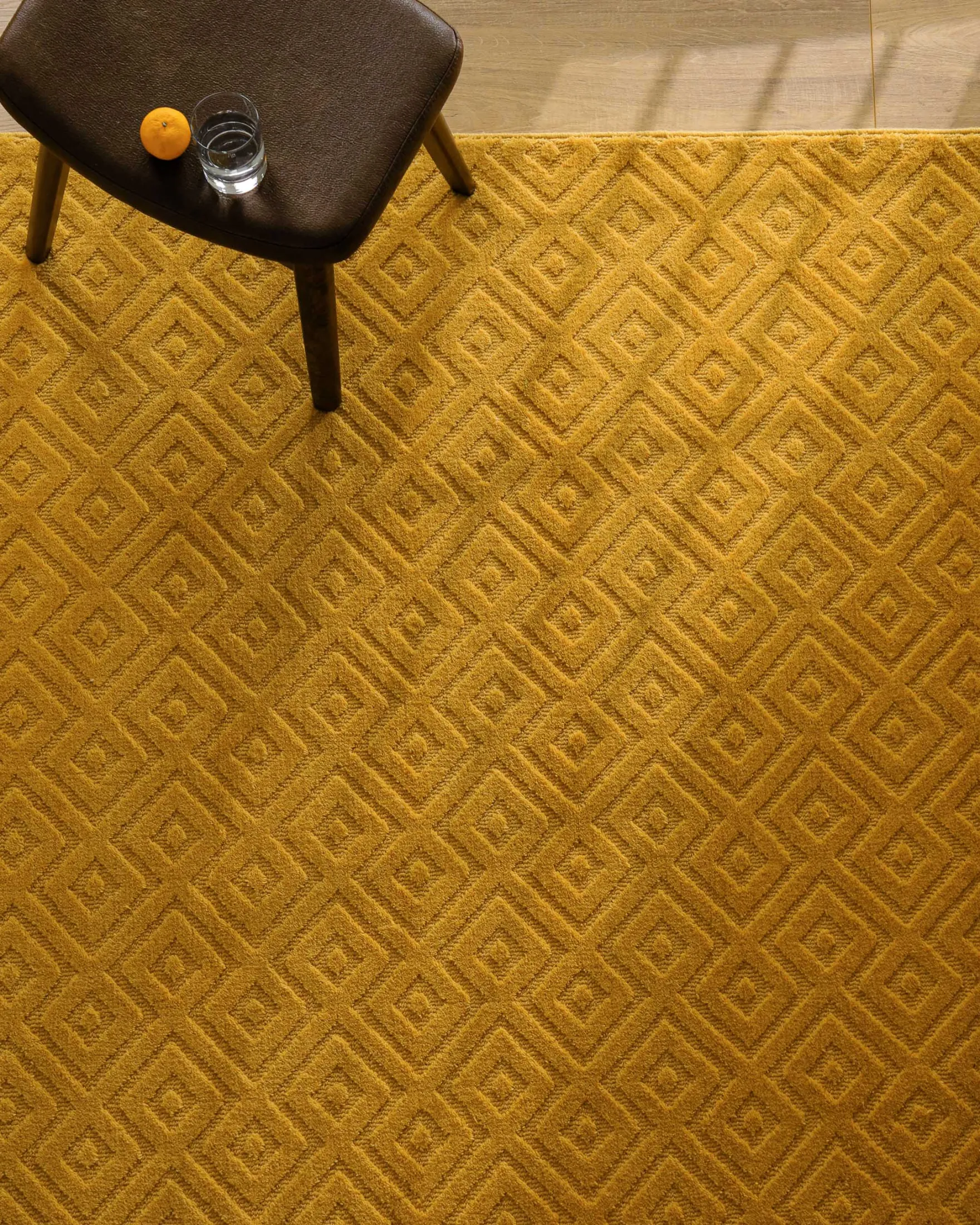 Kurzflor Teppich aus Schurwolle Gelb "Castello TWO" WECONhome