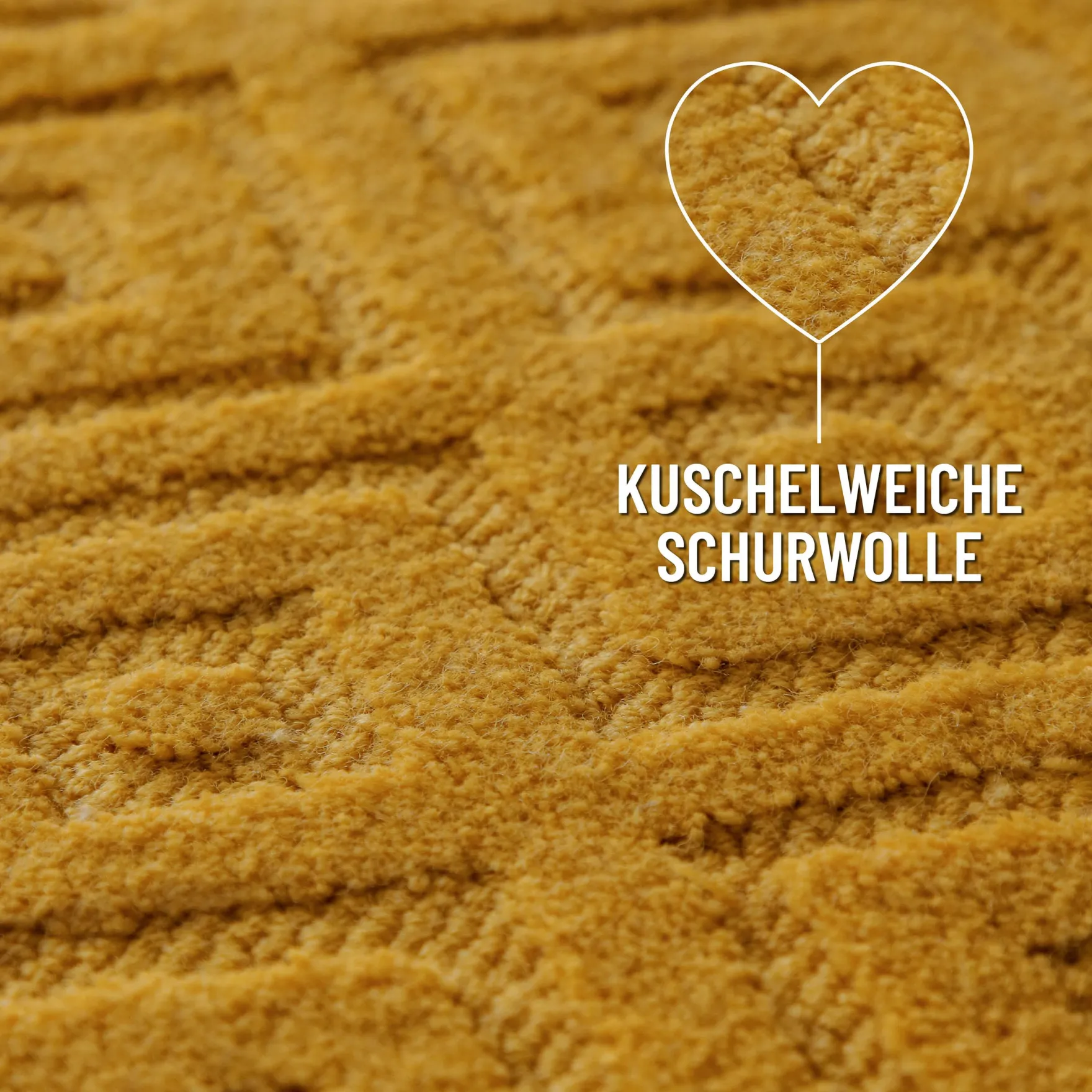 Kurzflor Teppich aus Schurwolle Gelb "Castello TWO" WECONhome