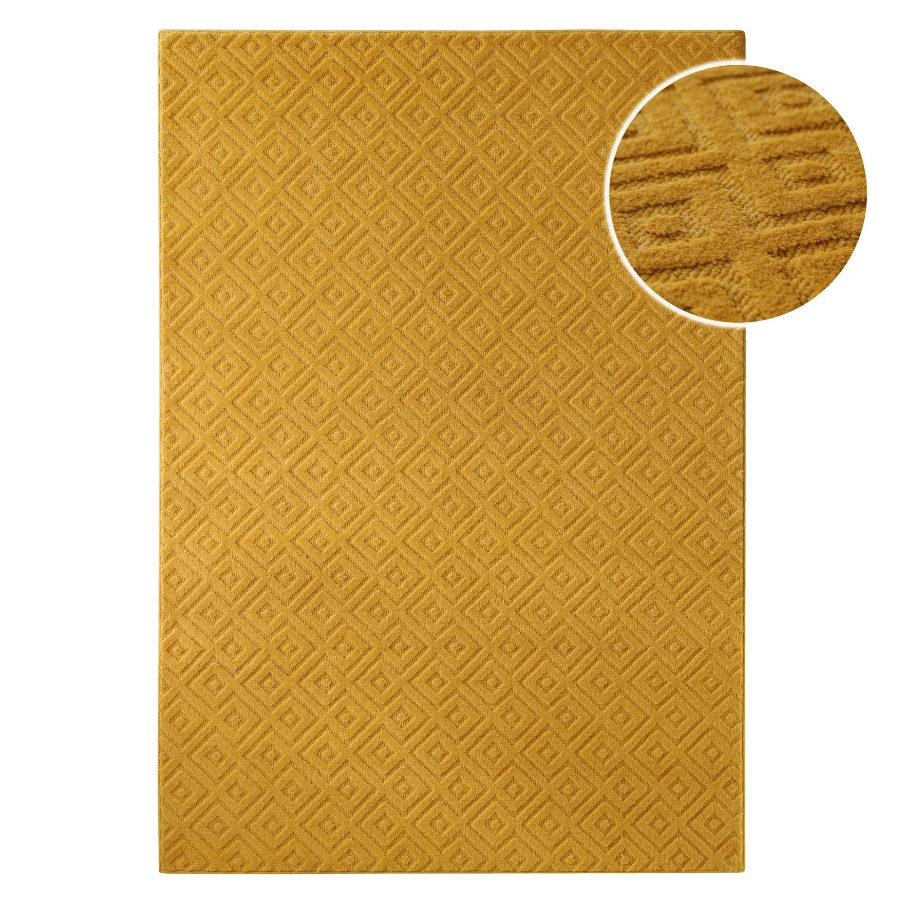 Kurzflor Teppich aus Schurwolle Gelb "Castello TWO" WECONhome