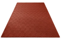 Kurzflor Teppich aus Schurwolle Kamin Rot