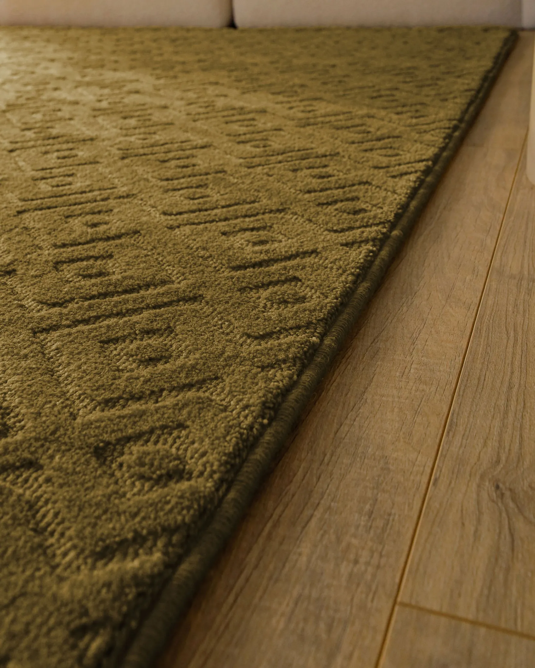 Kurzflor Teppich aus Schurwolle Blass Grün "Castello TWO" WECONhome